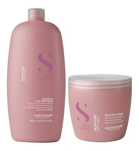 Kit Shampoo Semi Di Lino Moisture 1 Litro + Máscara Moisture