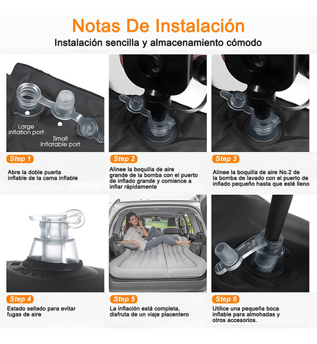 Colchon Inflable Con Compresor 12v Y 2 Almohadas Para Auto