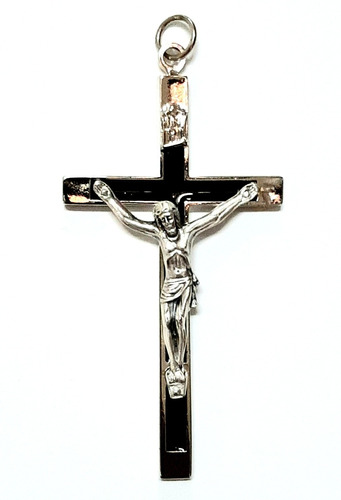 Crucifijo De Metal 10 Cm-clásico Tradicional - Esmalte Negro