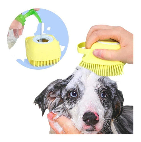 Cepillo Masajeador Dispensador De Shampoo Para Mascotas Baño