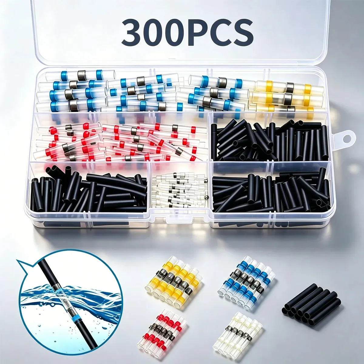 Kit Conectores Termorretráctiles Autosoldables para Cables con Sello Impermeable – Pack de 300