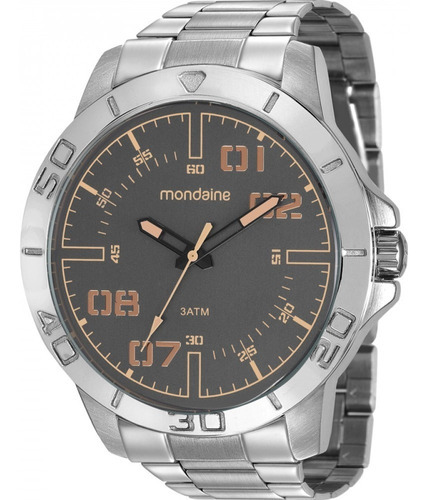 Relógio Masculino Mondaine 99280gpmvsh1 Cor da correia Prateado Cor do bisel Prateado Cor do fundo Cinza