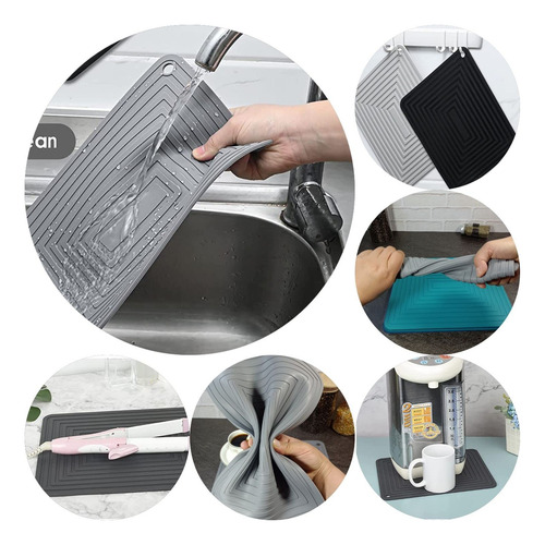 Juego De Salvamanteles De Silicona Para Cocina Color Gris