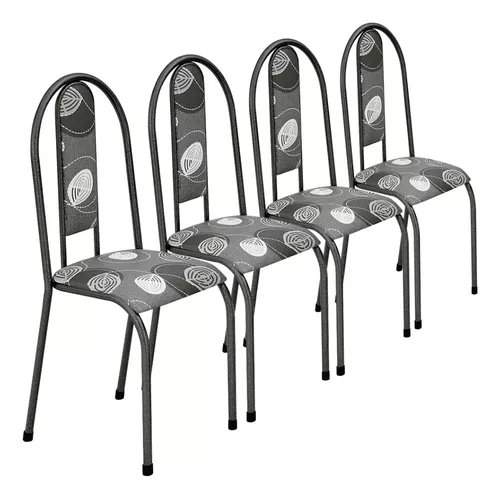 Jogo Conjunto De 4 Cadeiras Cozinha Jantar Aço Branco Metal