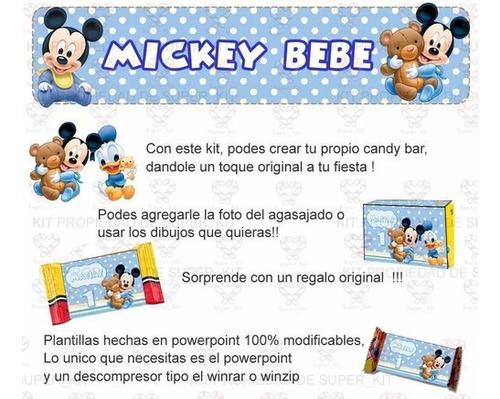 Kit Imprimible Mickey Bebe - Invitaciones Cumpleaños