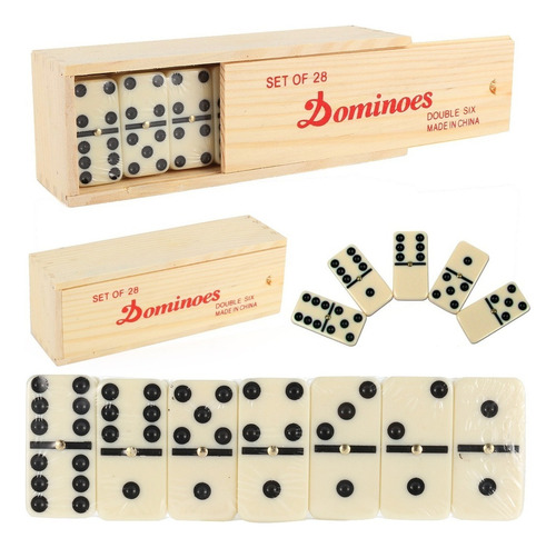 Domino Caja Peque De Madera Tamaño Piezas 4,7x2,4x0,8 Cms