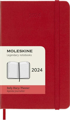 Agenda Moleskine Diaria 2024 / Pd. (color Rojo / Bolsillo)