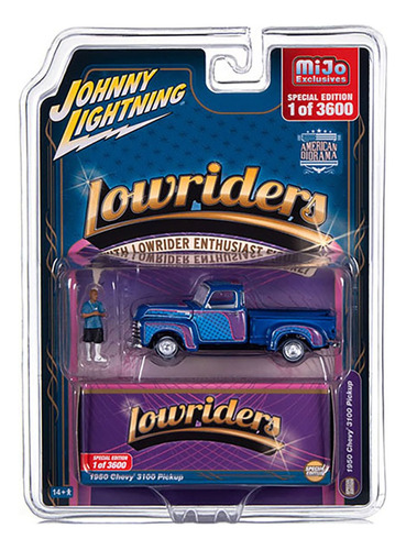 Johnny Lightning 1950 Chevy 3100 Pickup Lowriders C/fig 1/64 Color Azul