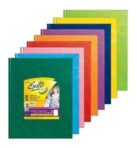 Cuaderno Exito E3 Tapa Dura Forrado 48hj Rayadas Pack X3