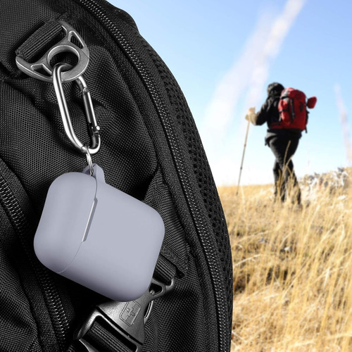 Funda Para AirPods Color Gris Claro Resistente Con Llavero