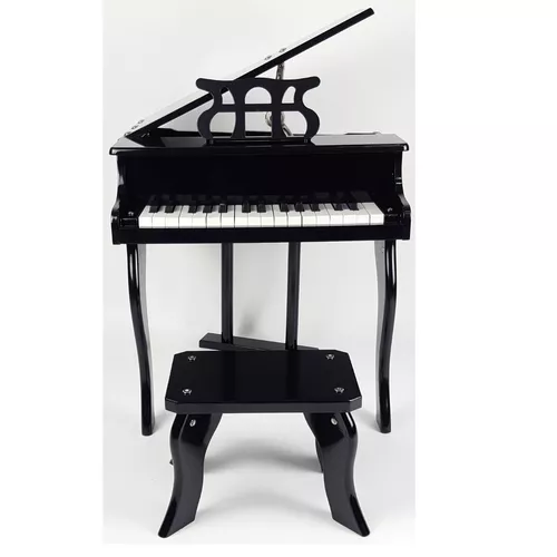 Piano de Madeira Acústico Infantil com 30 Teclas Preto Instrumentos  Musicais Bambalalão Brinquedos Educativos