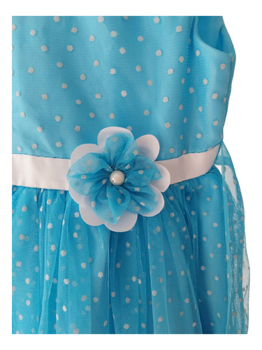 Vestido Nena Tul Turquesa Lunar Forrado Jona Michelle Talle5 (Usado)