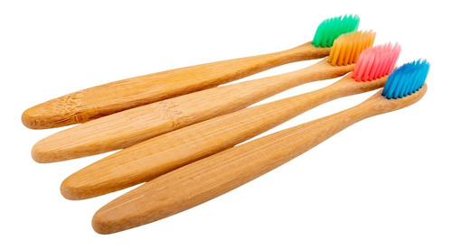 Imagen 1 de 1 de Cepillo Dental Bambú Ecológico Niño Pack 4 Piezas