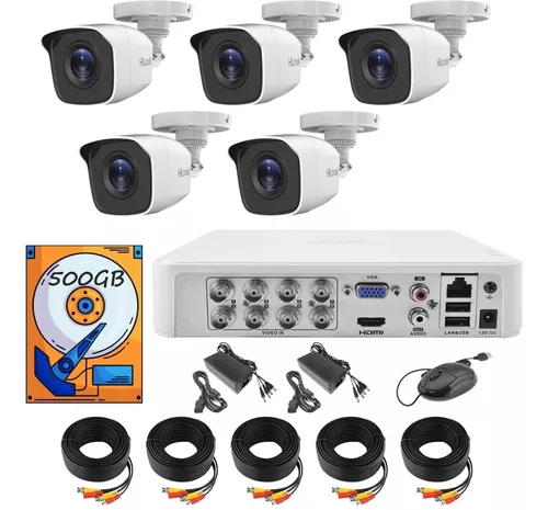 Kit Videovigilancia 4 Camaras Metal 1080p Dvr 4 Hilook 500gb