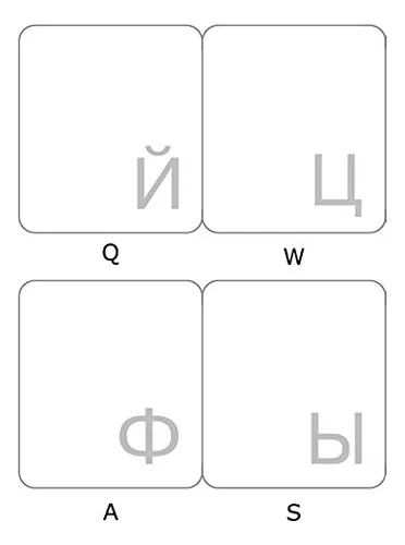 Adhesivos Para Teclado Con Letras Blancas Rusas, Fondo Trans