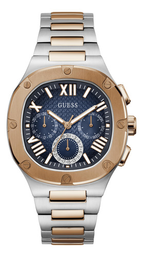 Reloj Guess Para Hombre, Pulsera Bicolor, 42 Mm, Esfera Azul