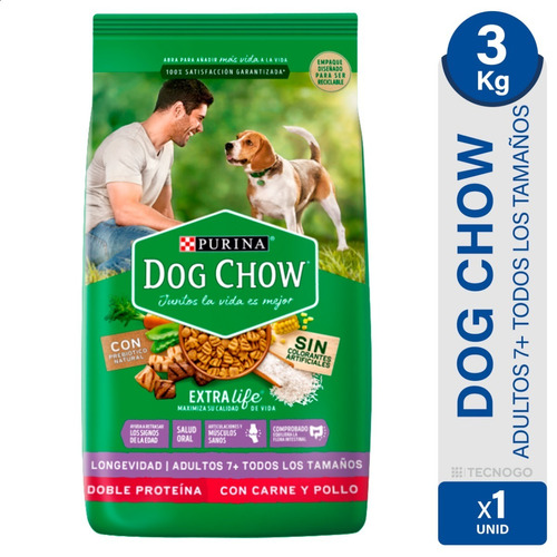 Alimento Perro Dog Chow Longevidad Adultos +7 S/colorante 3k