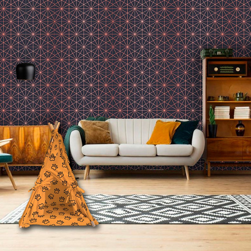 Tipi Para Perro Gato Casa Con Cama Colchoneta Mascota 80cm Color Naranja