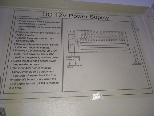 Dc 12v Power Supply Ht1209-10a Fuente Cctv Sistemas De Segur (Usado)