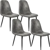 Comprar Set 4 Sillas Modernas Juego Comedor Cocina Suede Gamuza Gris