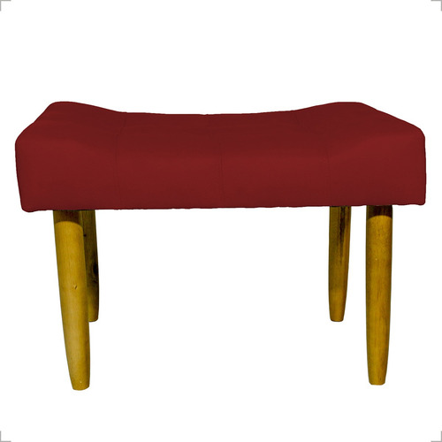 Puff Decorativo Retangular Requinte Pé Palito Suede Bege Cor Bordô