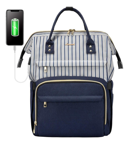 Mochila Para Laptop Lovevook Con Puerto Usb Diseno Rayado