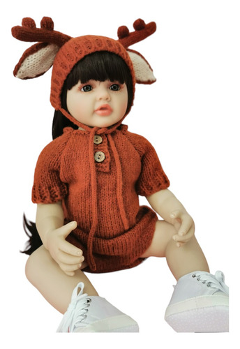 Muñeca Reborn Bebe Realista Silicona Ropa Crochet Venadito