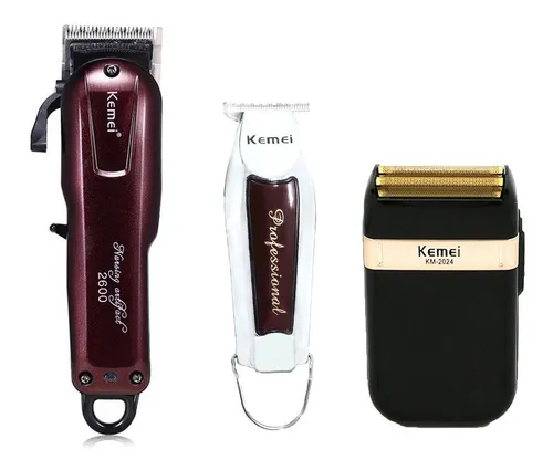 Set Kemei Maquina Cortar Pelo Clipper Trimmer Afeitadora