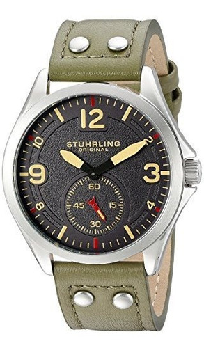 Reloj De Pulsera De Cuero Verde Cuarzo Tuskegee 68404 De Stu