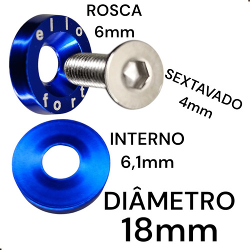 Parafuso Arruela Anodizadas Anilhas Fender Washers Motor Billet Fixadores De Placa 10 Unidade M6 X 20mm Tuning Carro Motos Aluminio Universal