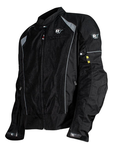 Chamarra Deportiva R7 Racing Negro R7-302 Textil Ventila