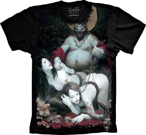 Camiseta Plus Size Legal - 2 Girls And 1 Demon - Dark