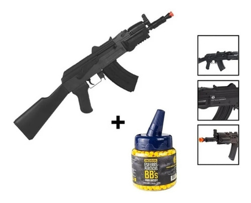 Rifle Airsoft Ak 47 Black 6mm Spring Mola + 1000uni Bbs 6mm