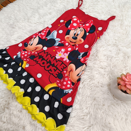 Vestido Para Niña Niñas De Minnie Mimi Mouse Fresco Y Suave