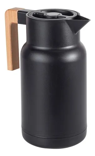 comprar Vittak Garrafa Bule Térmica Wood Fashion 1000ml Café Chá Cor Preta Mesa Posta Cabo Madeira