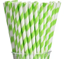 Comprar 100 Pajitas De Papel A Rayas De Color Verde Claro Y Blanco A
