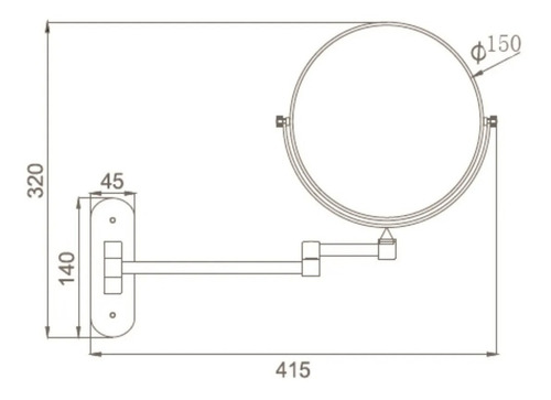 Imagen 2 de 2 de Espejo Extensible Hydros Baño 2 Caras Cromado 14 Cm Hogar