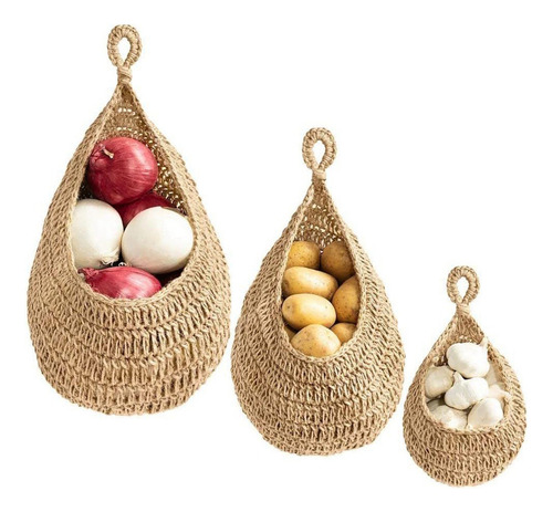 Cesta Colgante Bohemia De 3 Piezas, Cesta De Frutas Para Col