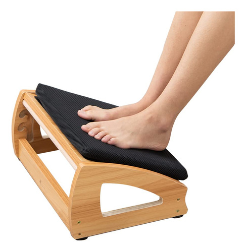 Strongtek Reposapies Ergonomico De Madera, Taburete Ajustabl