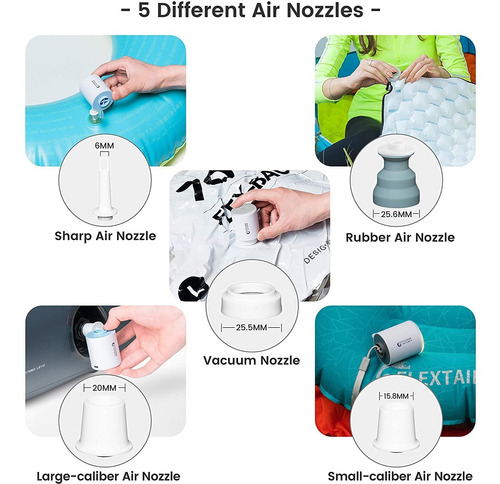Bomba De Aire Ultra Mini Con Batería 1300mah Para Inflar Des