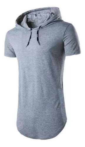 Camisa Blusa Longline Com Capuz Básica Caimento Perfeito