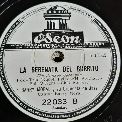 Pasta Barry Moral Orq Jazz Trio Los Caballeros Odeon C393