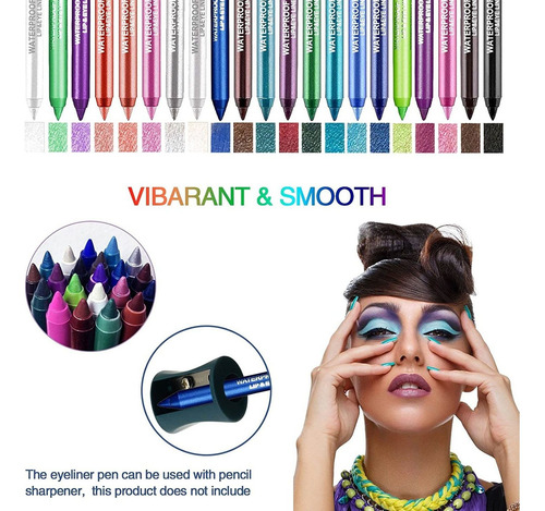 21 Colors Eyeliner Pen Set, Eyeliner Pencil Set, Waterproof