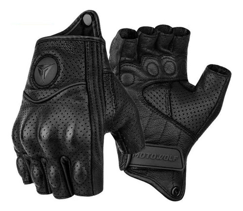 Guantes De Moto De Medio Dedo De Cuero Sin Dedos De Carre