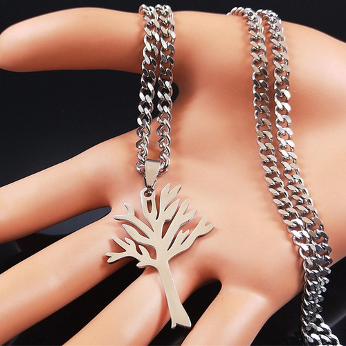 Collar De Árbol De Acero Inoxidable Colgante De Árbol Joyerí