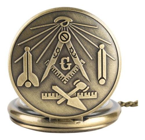 Imagen 1 de 5 de Reloj De Bolsillo Masonico, Escuadra Y Compas Negro