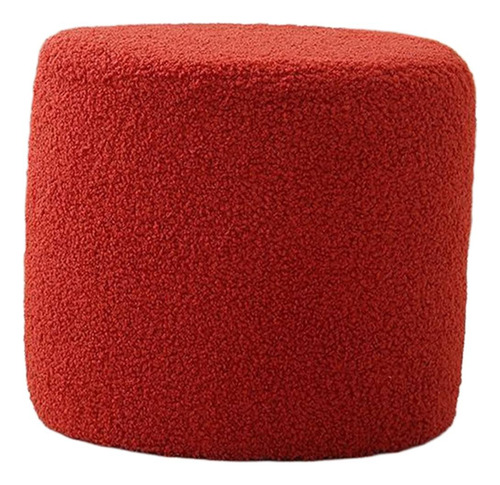 Taburete Redondo Con Reposapiés, Asiento Acolchado, Rojo