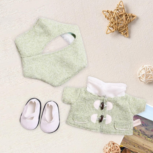 Abrigo De Muñeca De Felpa, Sombreros Y Zapatos, Verde