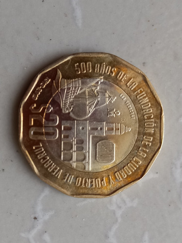 Moneda 20 De Los 500 Años De La Fundacio Puerto De Veracruz 