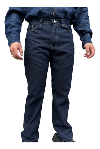 Jean Pantalon Dotacion Trabajo Algodon Indigo Clasico Rigido